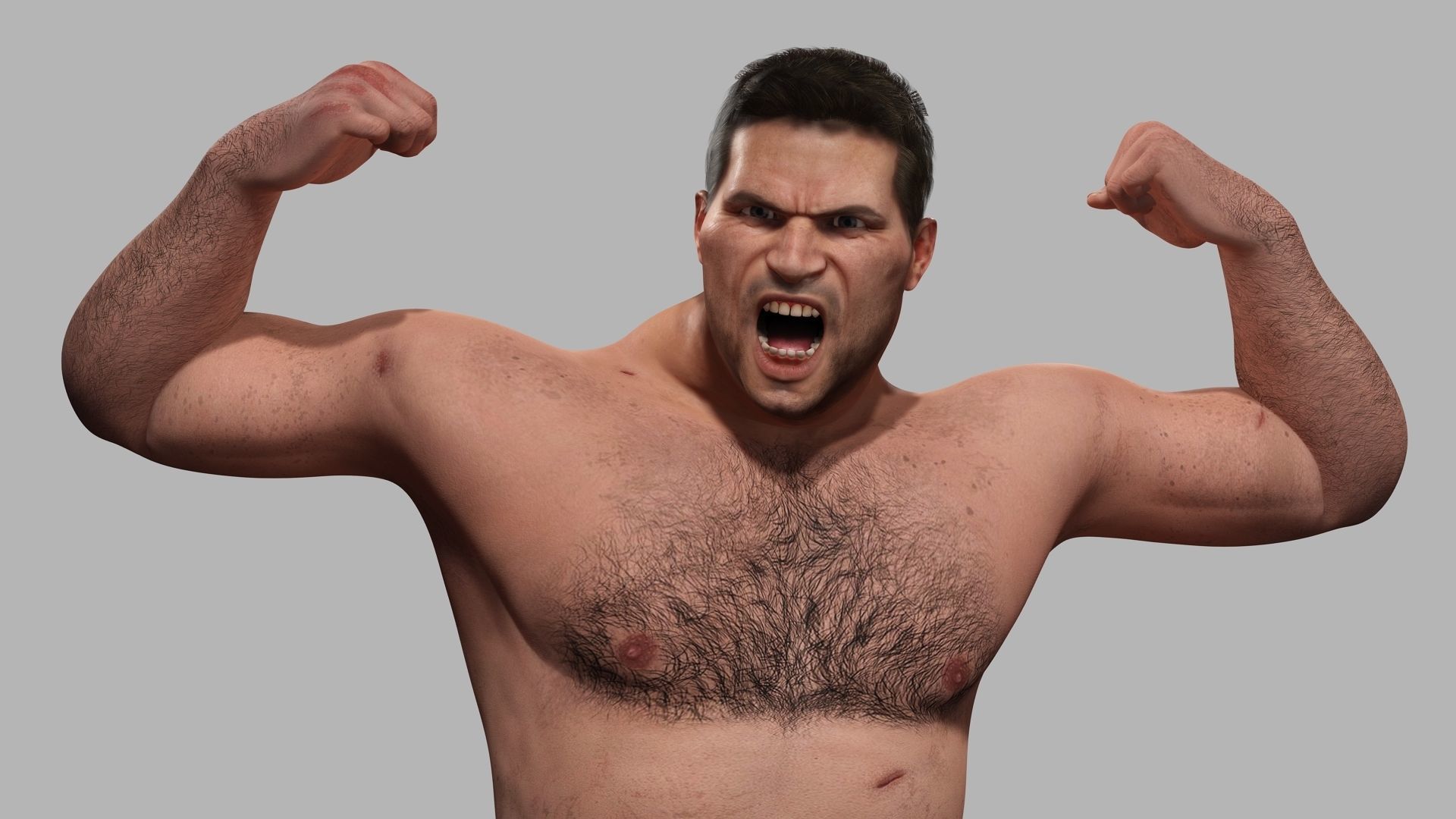 Strong survival Man Body Low-poly 3D model_3