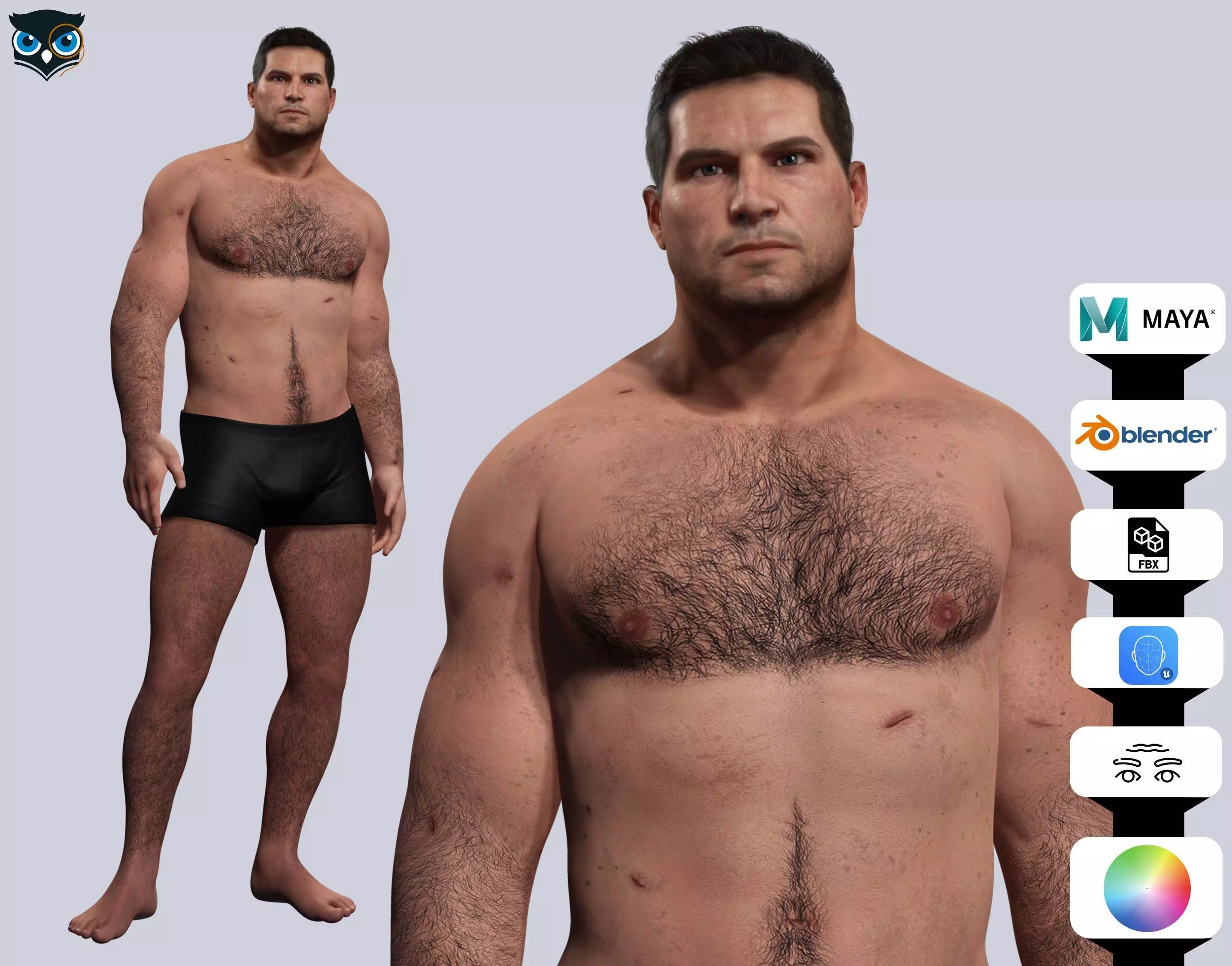 Strong survival Man Body Low-poly 3D model_0