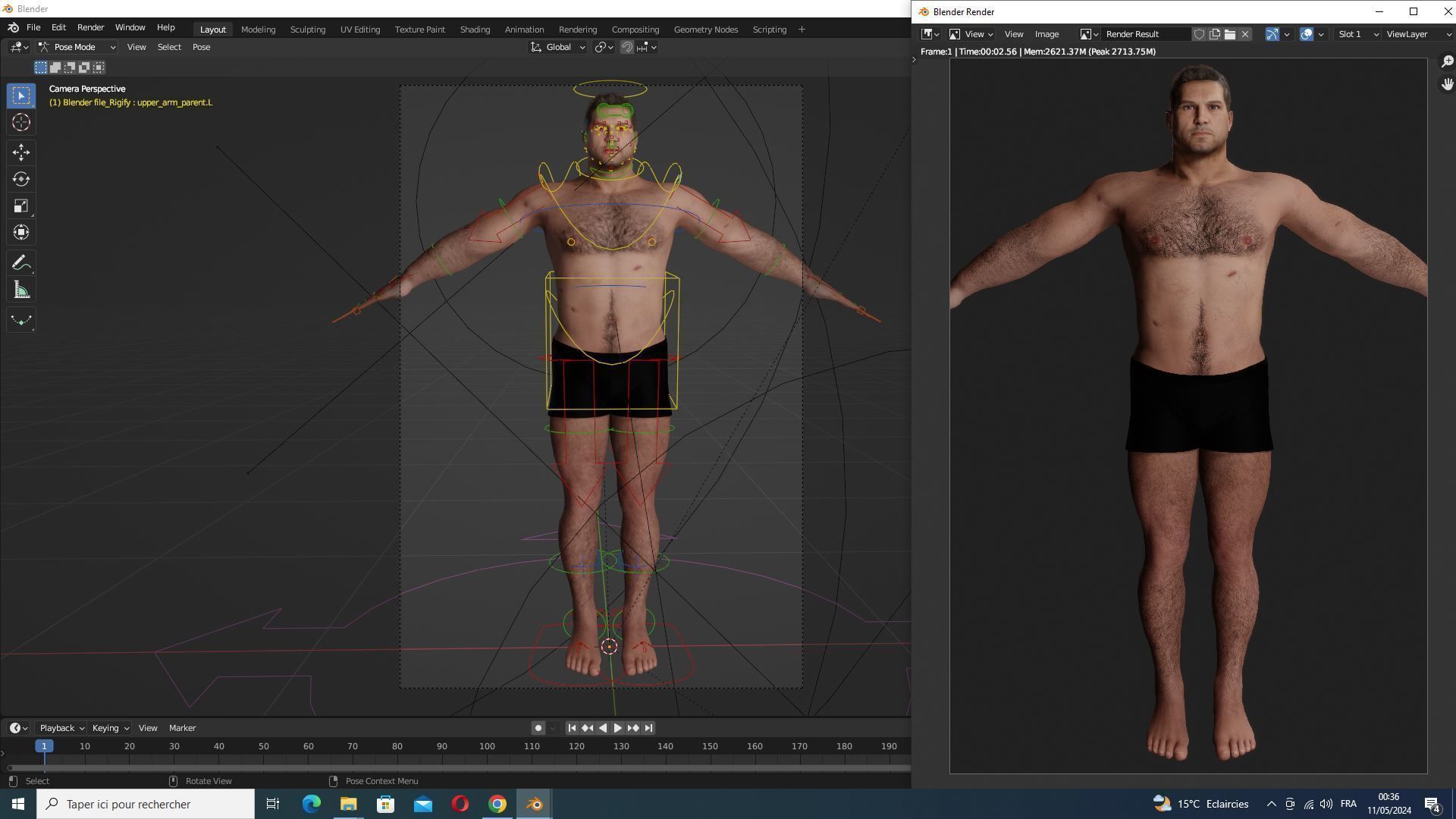 Strong survival Man Body Low-poly 3D model_24