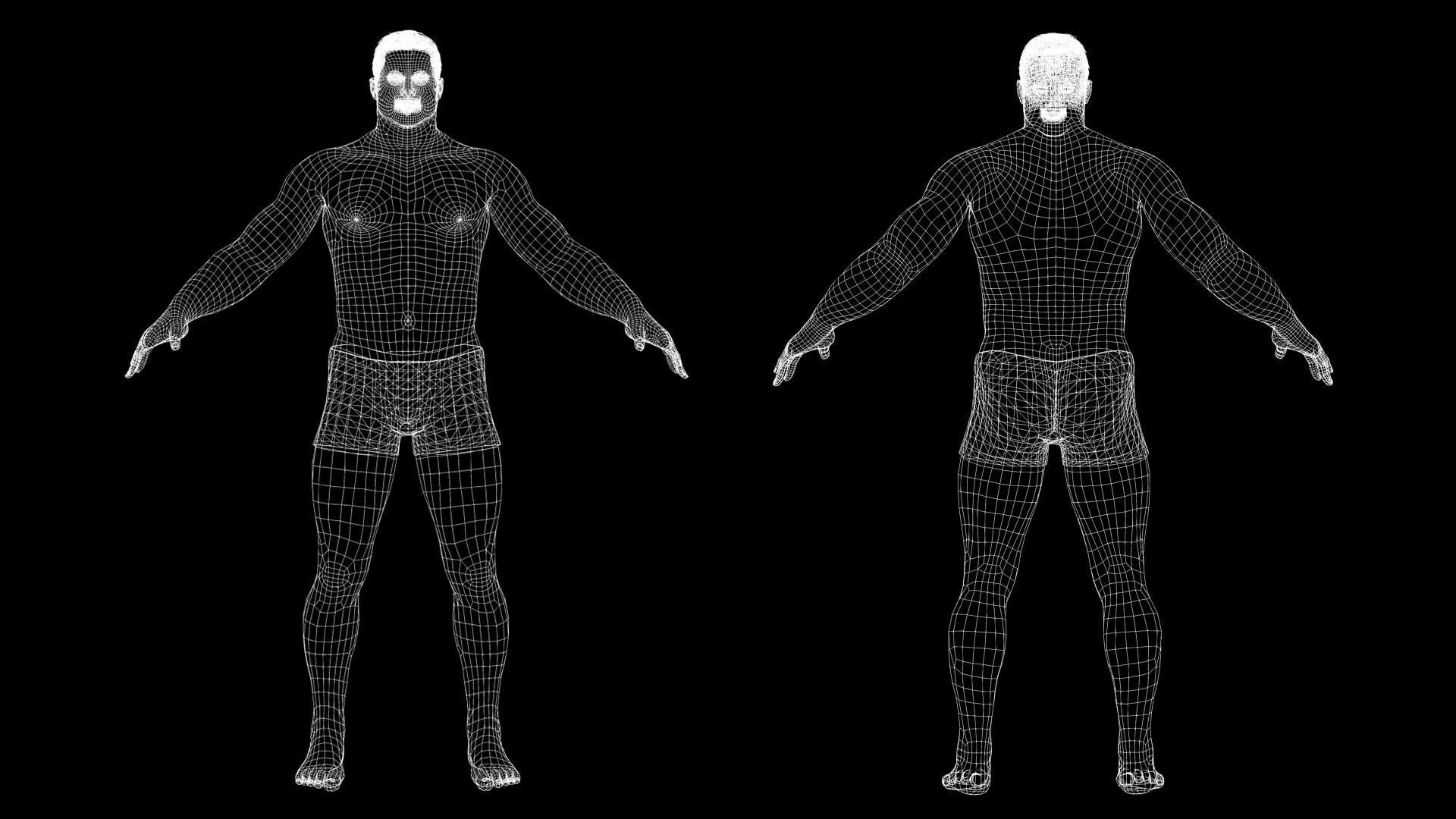 Strong survival Man Body Low-poly 3D model_21