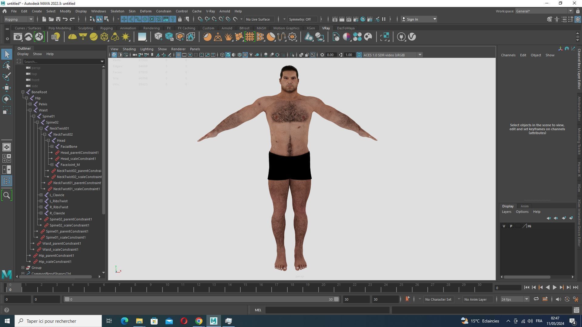 Strong survival Man Body Low-poly 3D model_30
