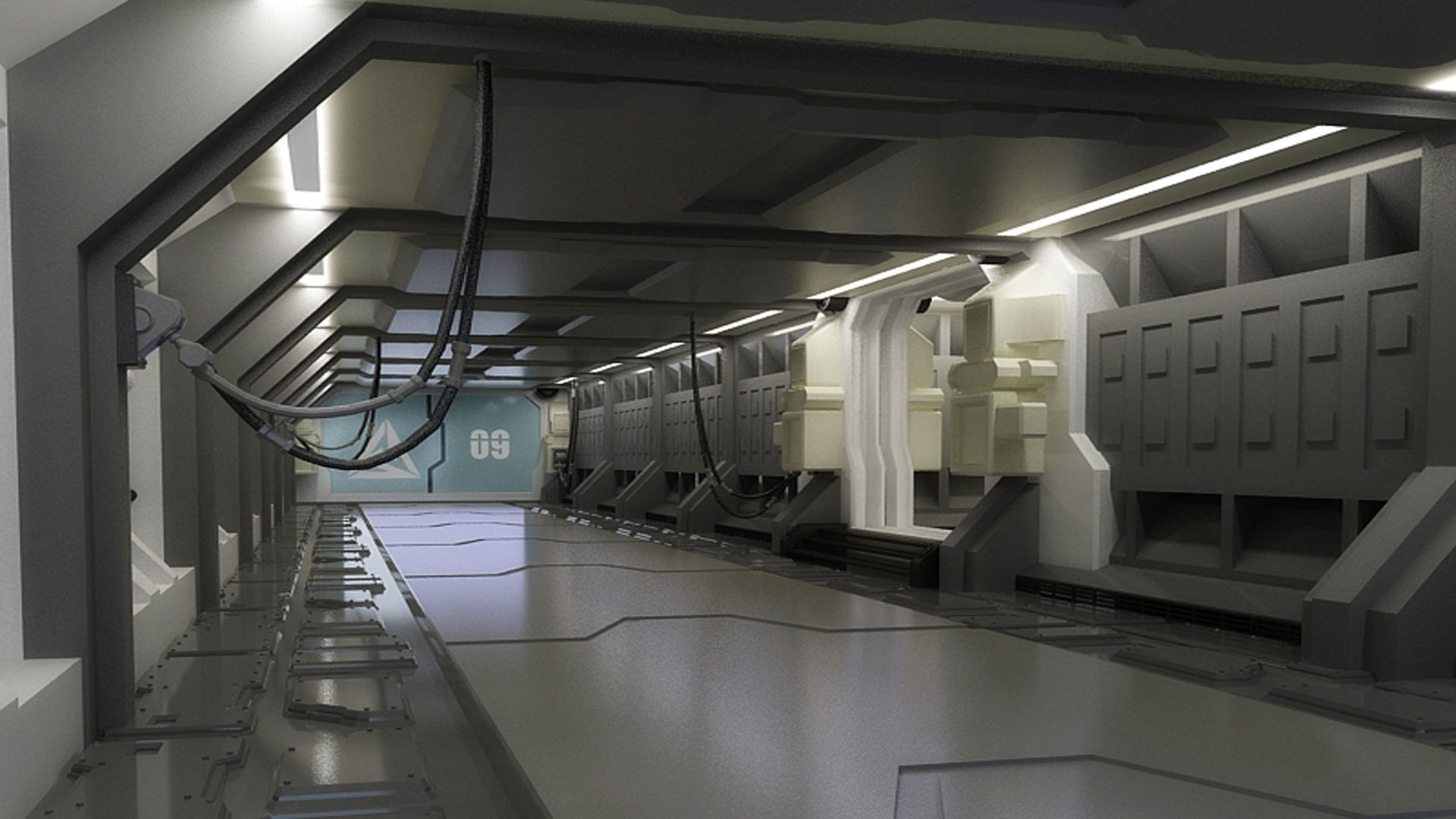 spaceship space station futuristic metal aliens doom sci-fi 3D model_1