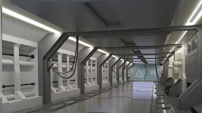 spaceship space station futuristic metal aliens doom sci-fi 3D model