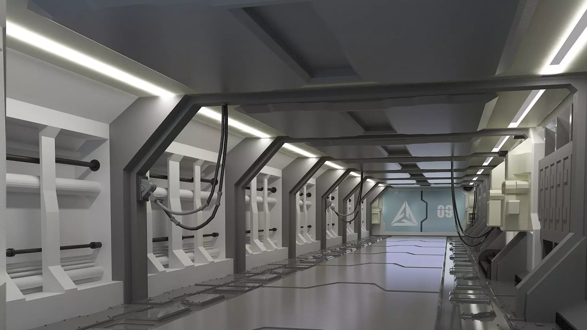 spaceship space station futuristic metal aliens doom sci-fi 3D model_0