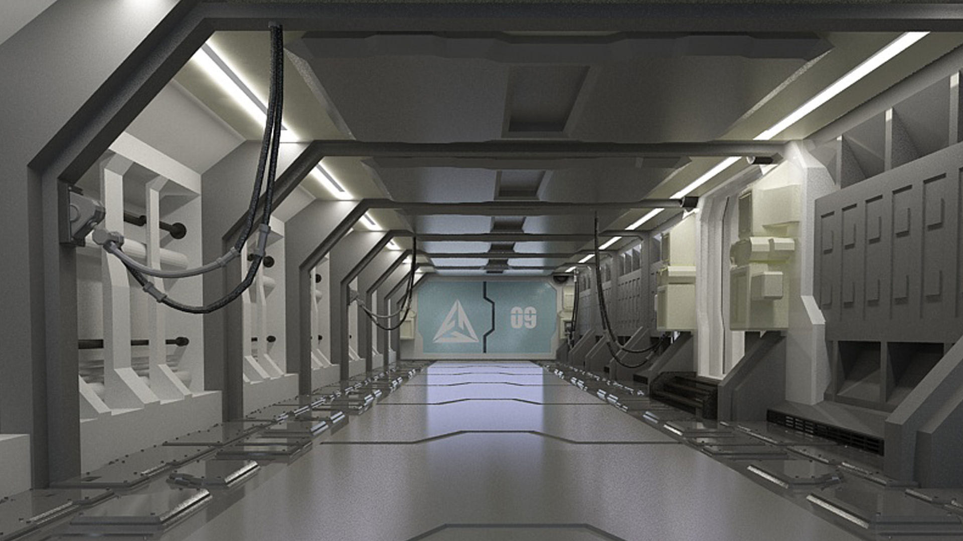 spaceship space station futuristic metal aliens doom sci-fi 3D model_4