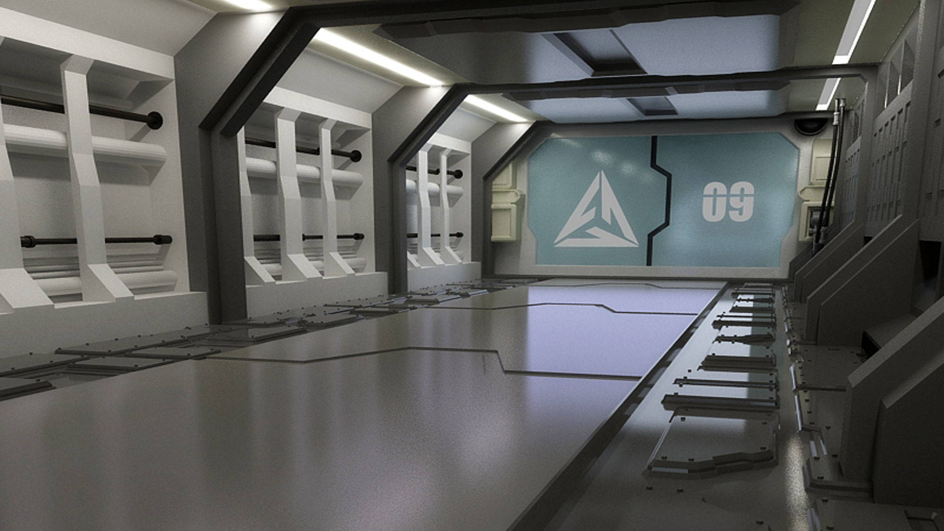 spaceship space station futuristic metal aliens doom sci-fi 3D model_3