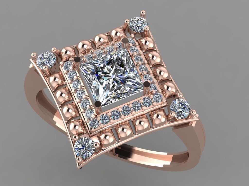 Gold ring 3D print model_4