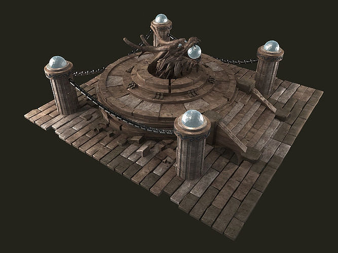 Tai Chi altar respawn Dragons   platform shrine stairs base 3D model