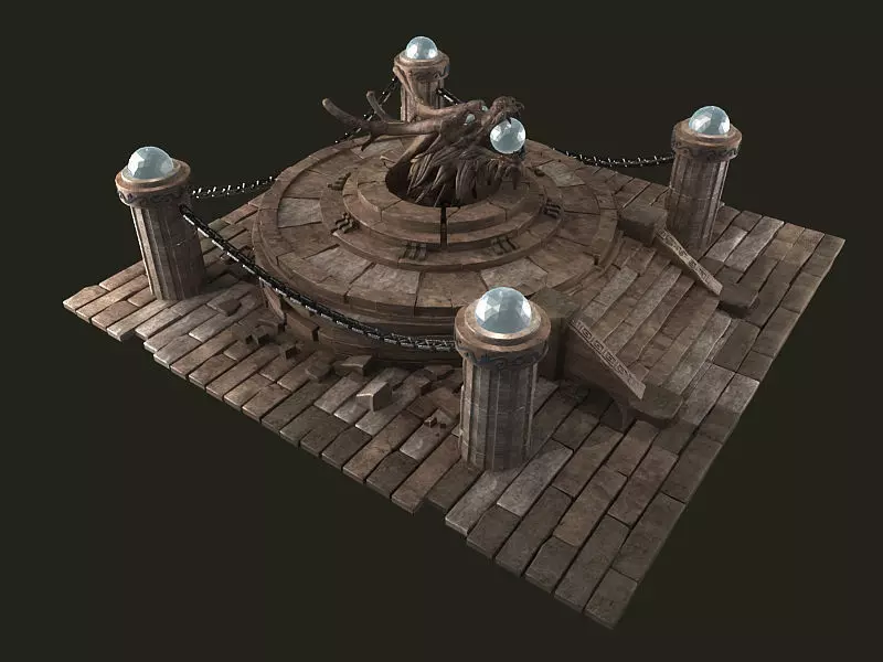 Tai Chi altar respawn Dragons   platform shrine stairs base 3D model_0