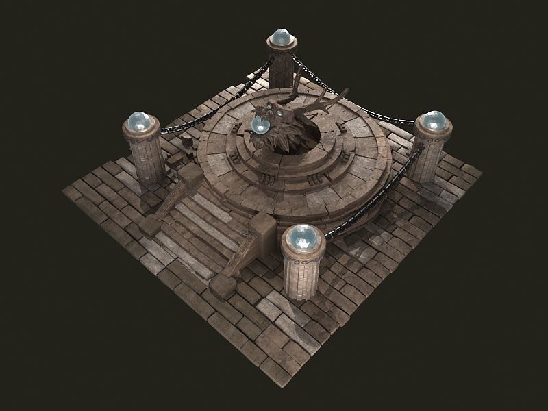 Tai Chi altar respawn Dragons   platform shrine stairs base 3D model_3