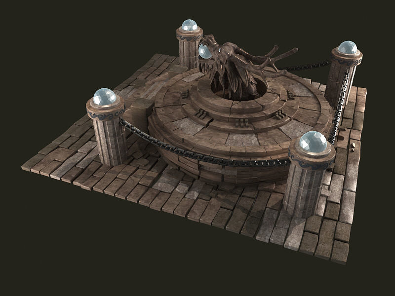 Tai Chi altar respawn Dragons   platform shrine stairs base 3D model_2