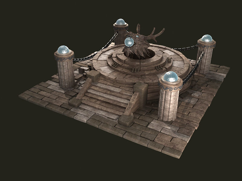 Tai Chi altar respawn Dragons   platform shrine stairs base 3D model_1