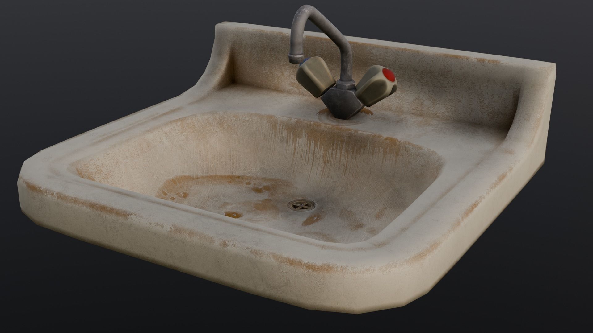  Old Dirty Sink 3D Model Low-poly 3D model_3