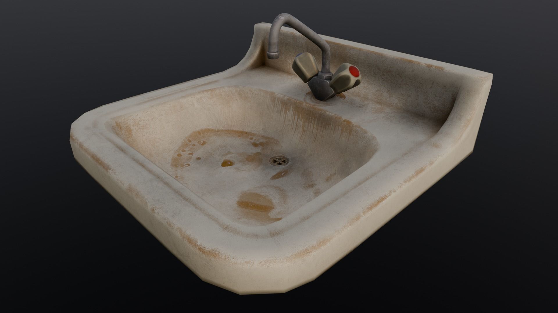  Old Dirty Sink 3D Model Low-poly 3D model_1