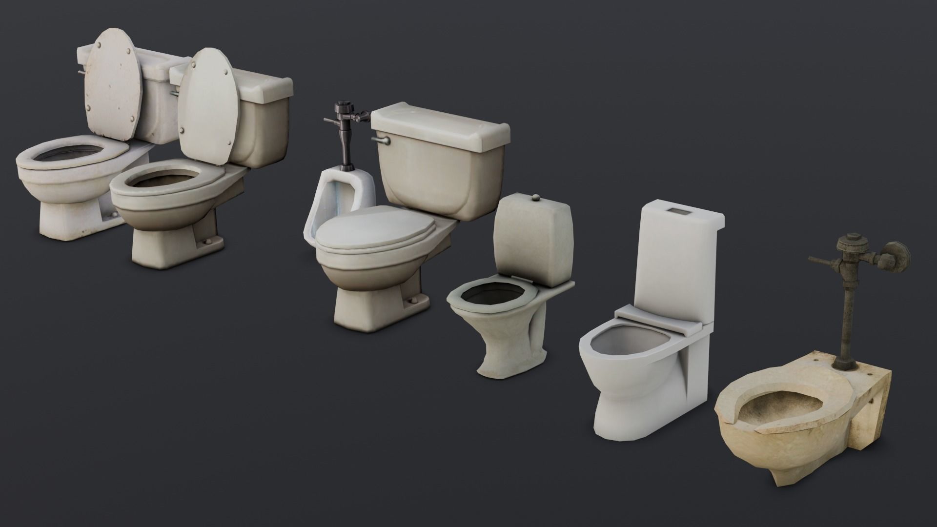 Toilet Pack 3D Model Low-poly 3D model_5