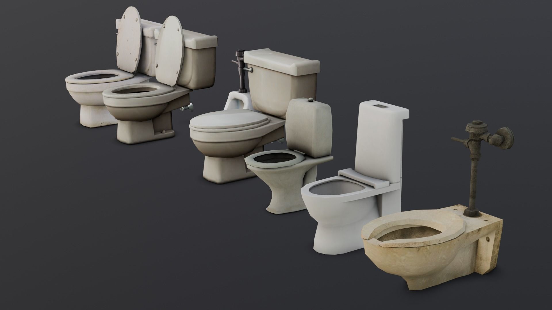 Toilet Pack 3D Model Low-poly 3D model_1