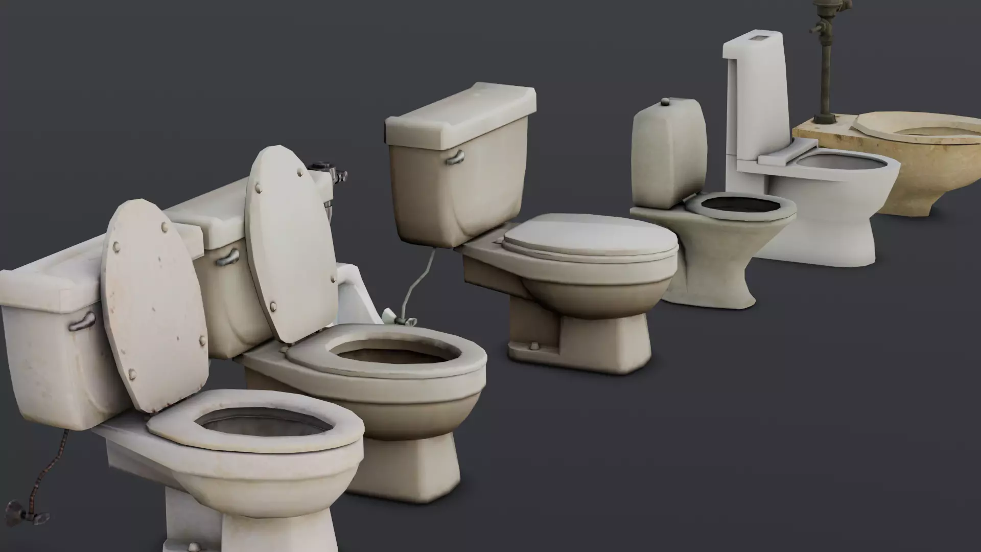 Toilet Pack 3D Model Low-poly 3D model_0