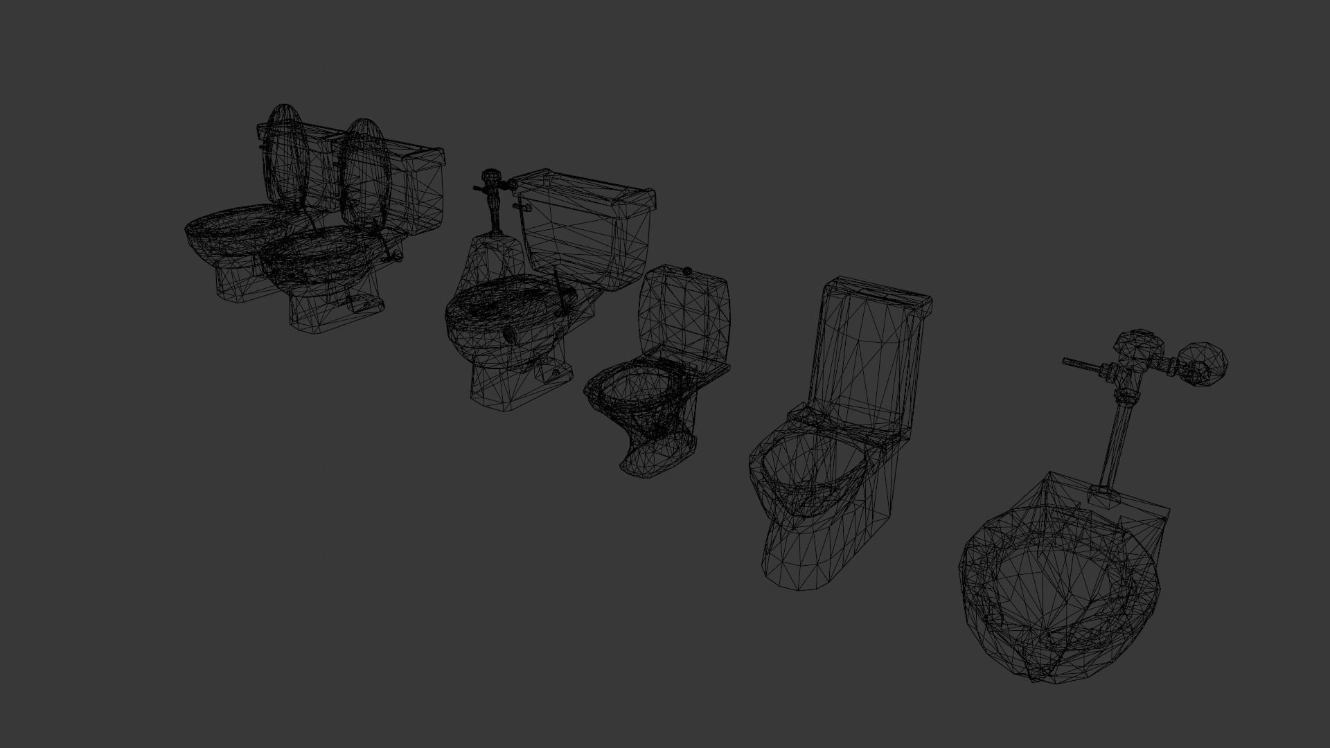 Toilet Pack 3D Model Low-poly 3D model_7