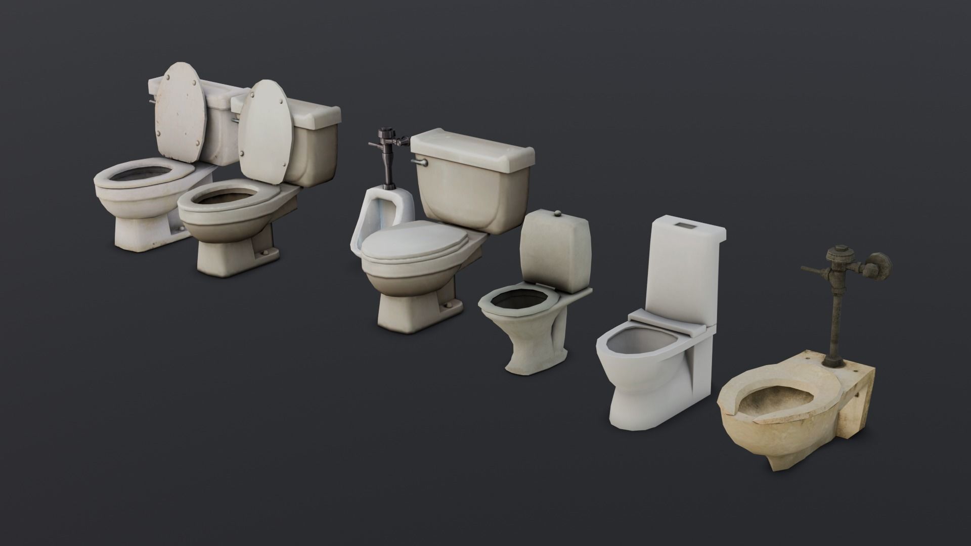 Toilet Pack 3D Model Low-poly 3D model_6