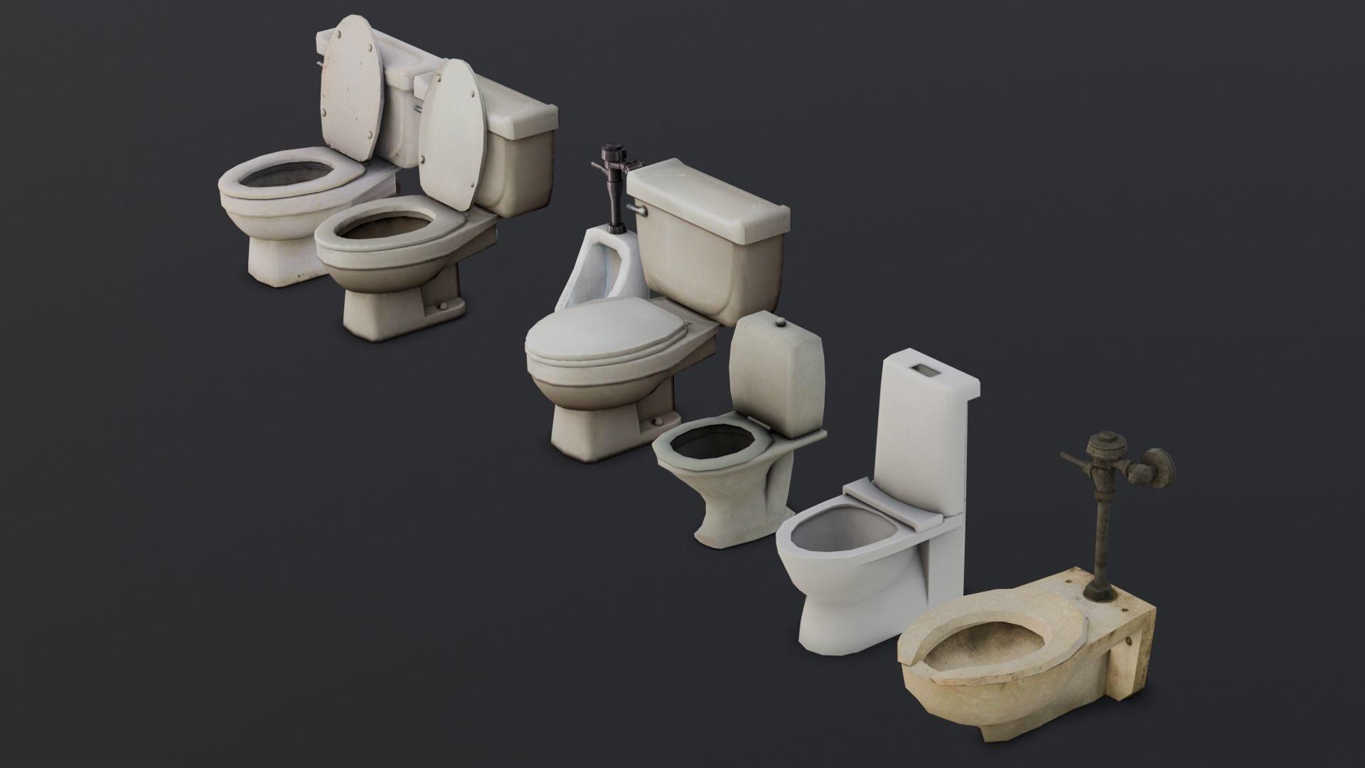 Toilet Pack 3D Model Low-poly 3D model_12