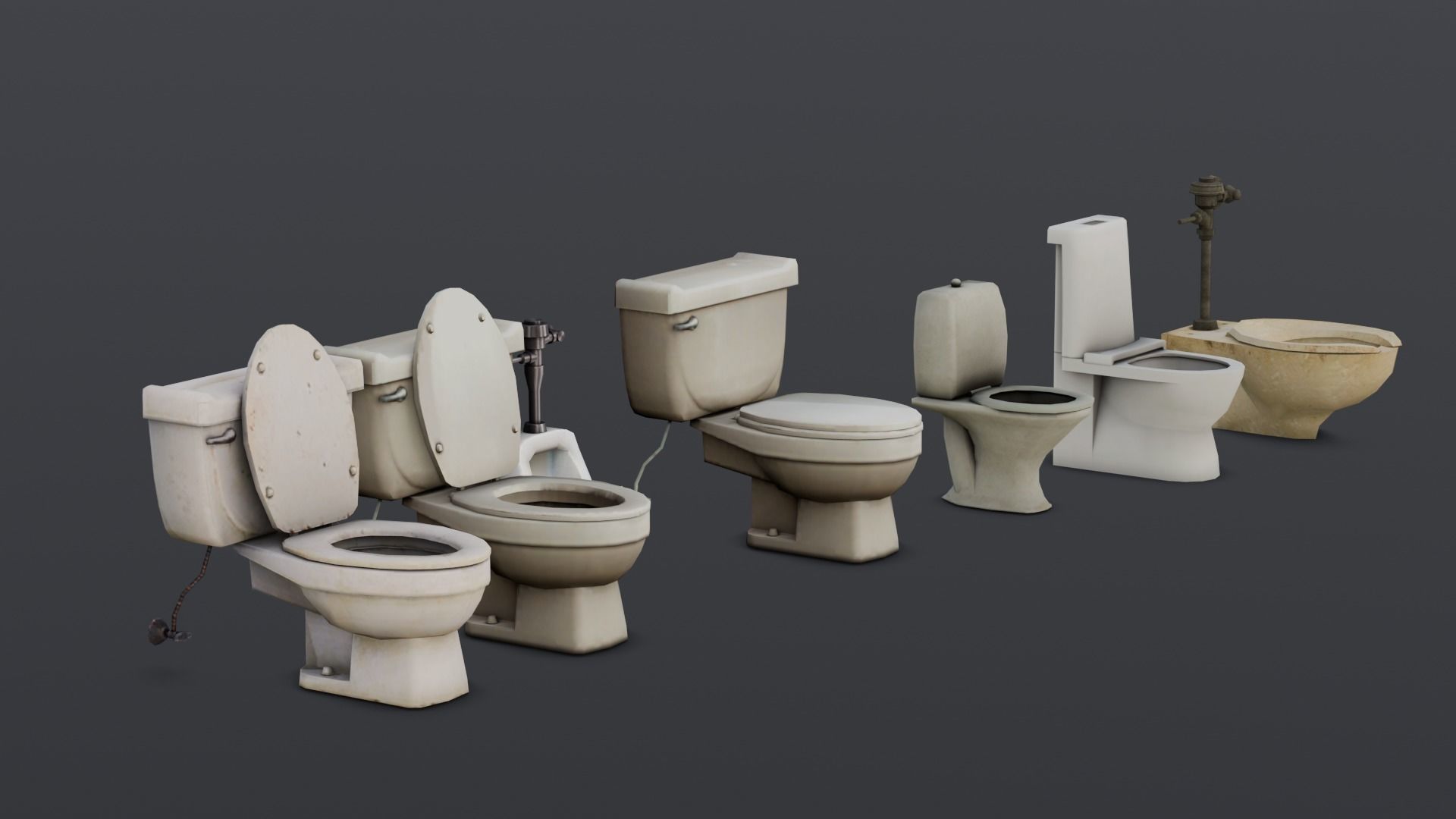 Toilet Pack 3D Model Low-poly 3D model_13