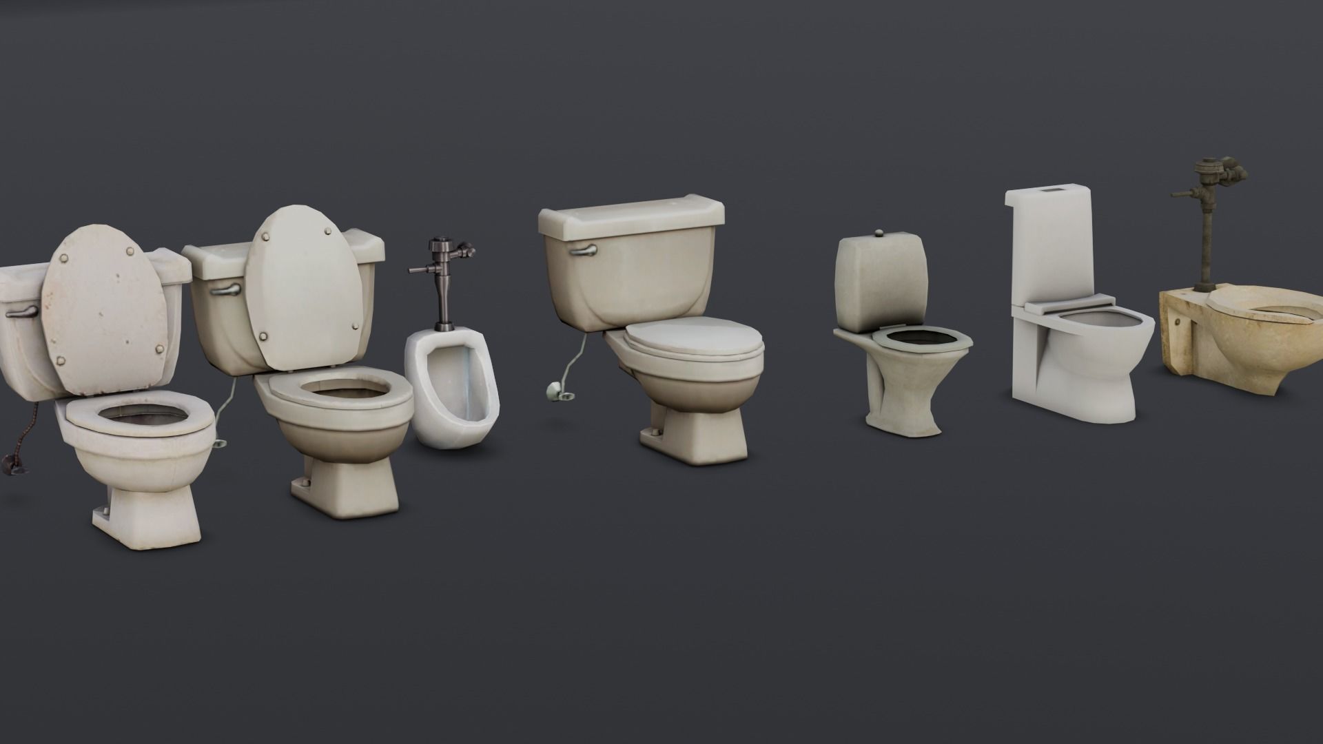 Toilet Pack 3D Model Low-poly 3D model_2