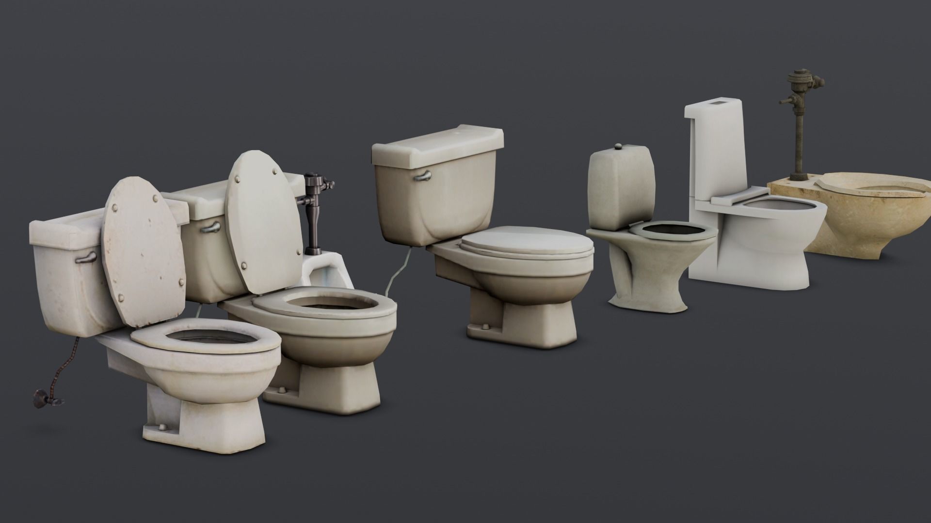 Toilet Pack 3D Model Low-poly 3D model_16