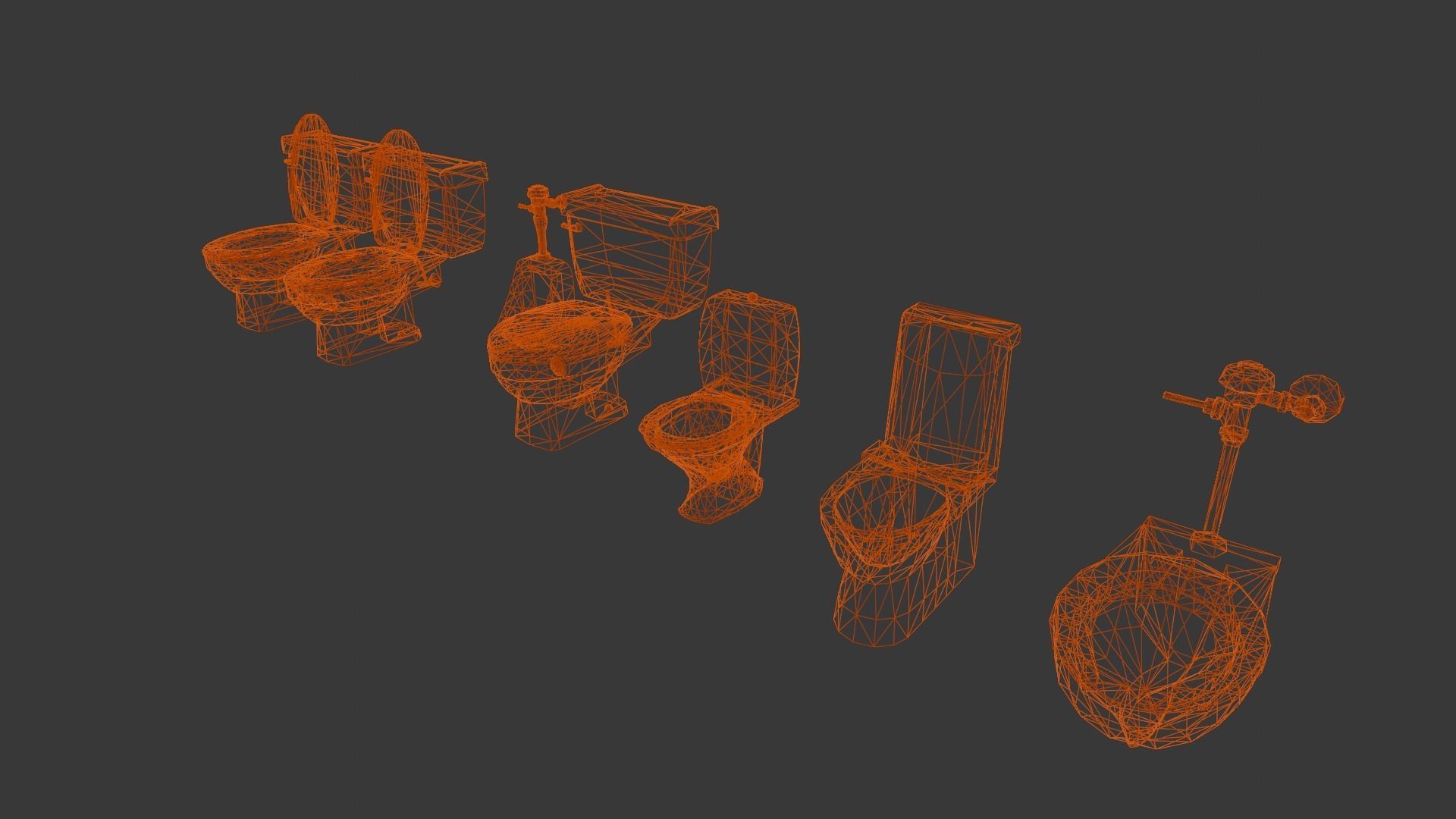 Toilet Pack 3D Model Low-poly 3D model_8