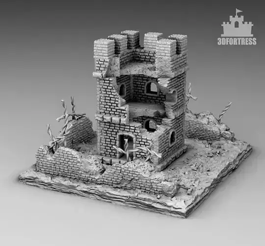 Ruined tower 3D print model