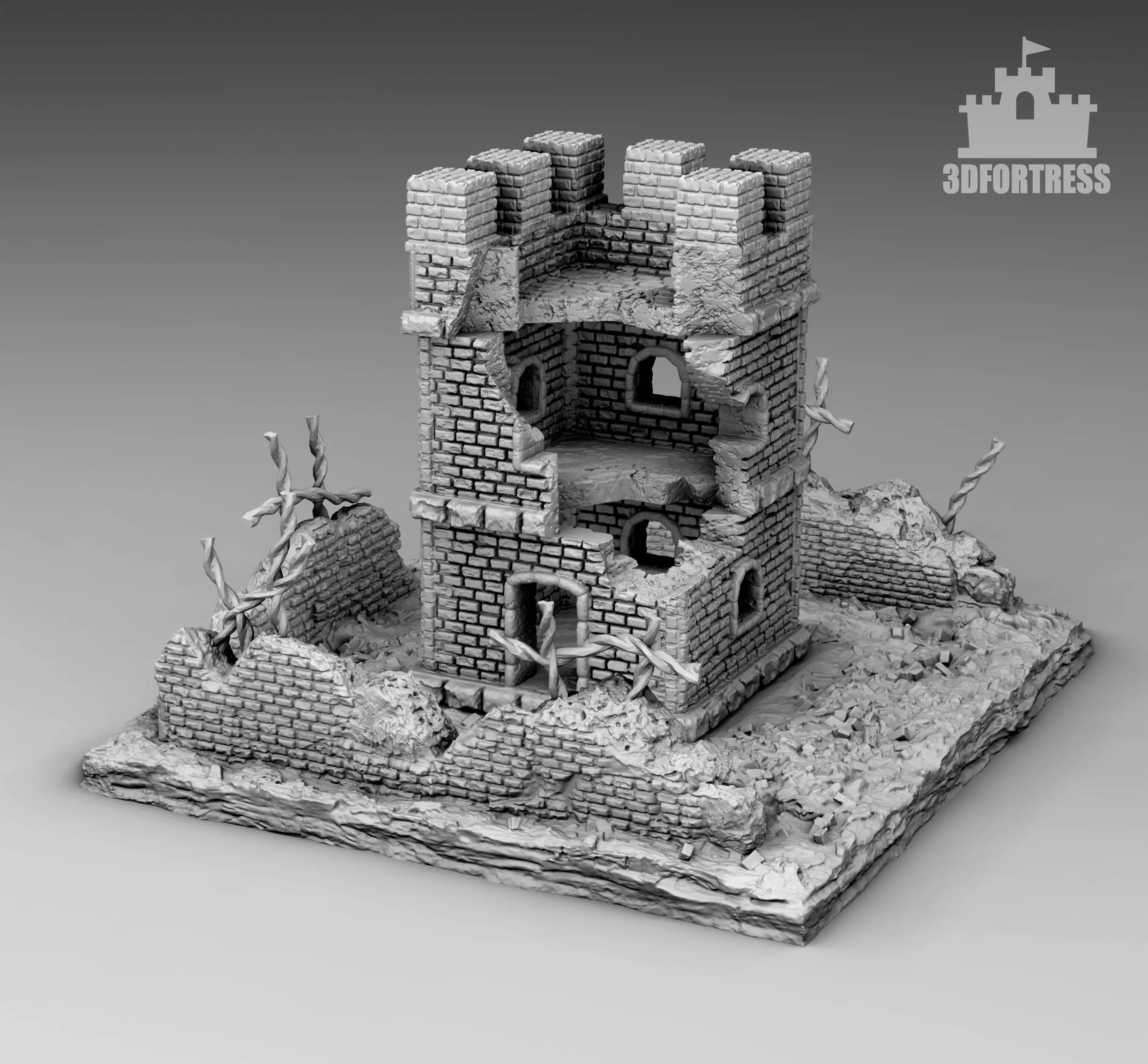 Ruined tower 3D print model