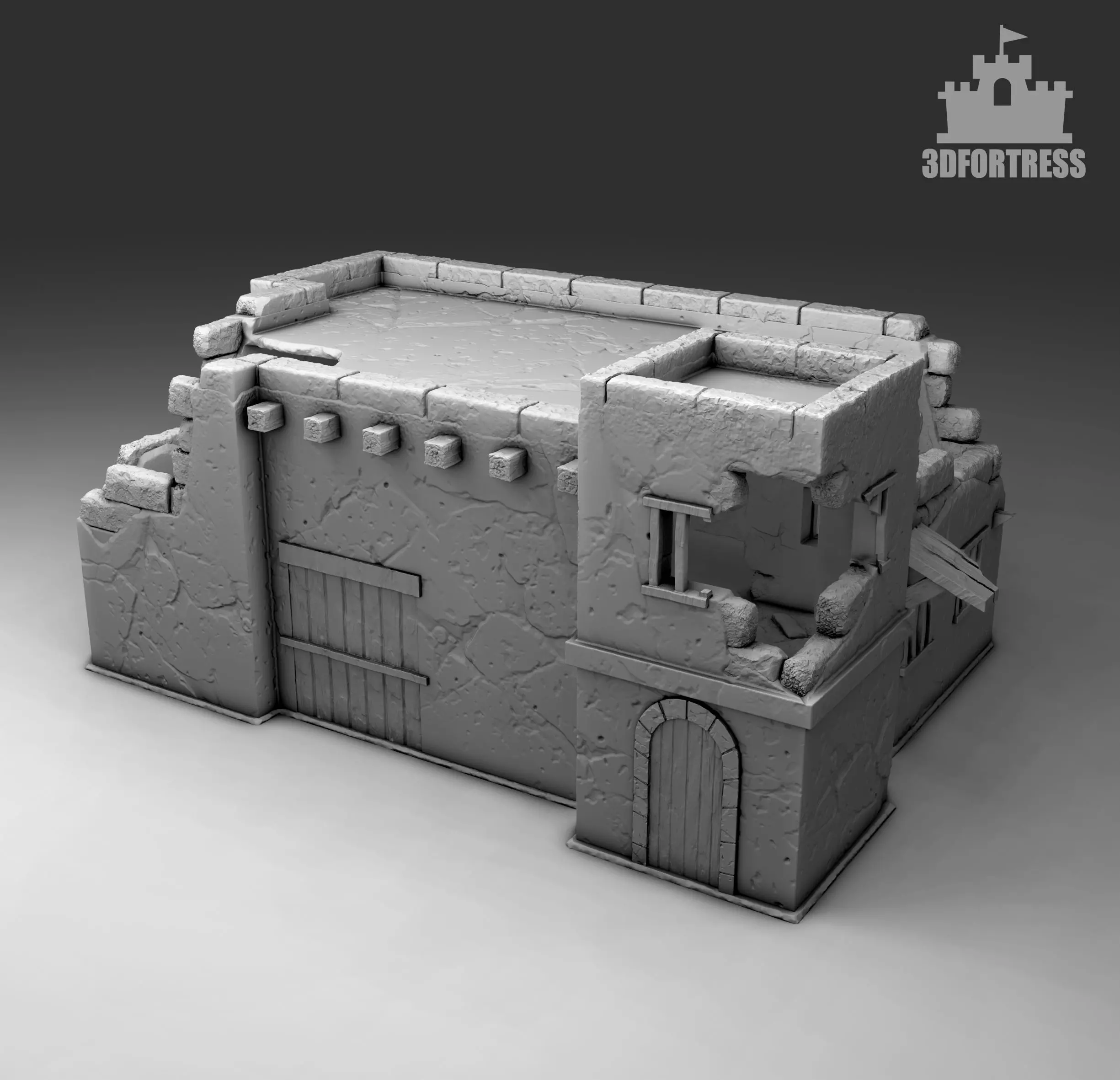 Residential building 2 - destroyed 3D print model_0