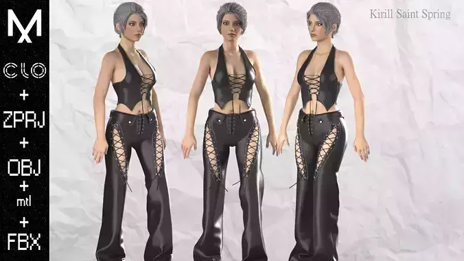 New Outfit Female Marvelous designer Clo3d OBJ mtl FBX ZPRJ