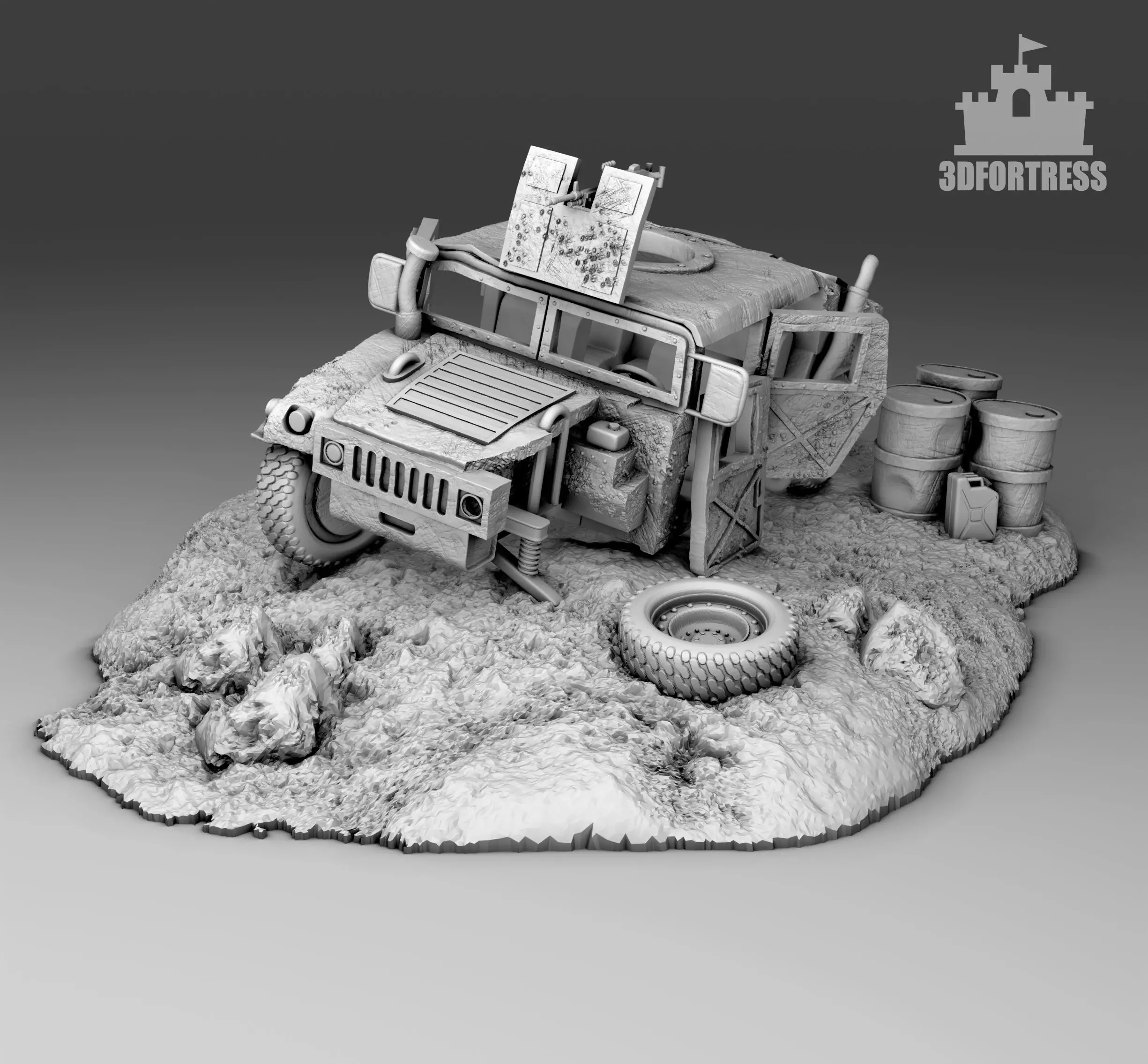 Destroyed hummer 3D print model