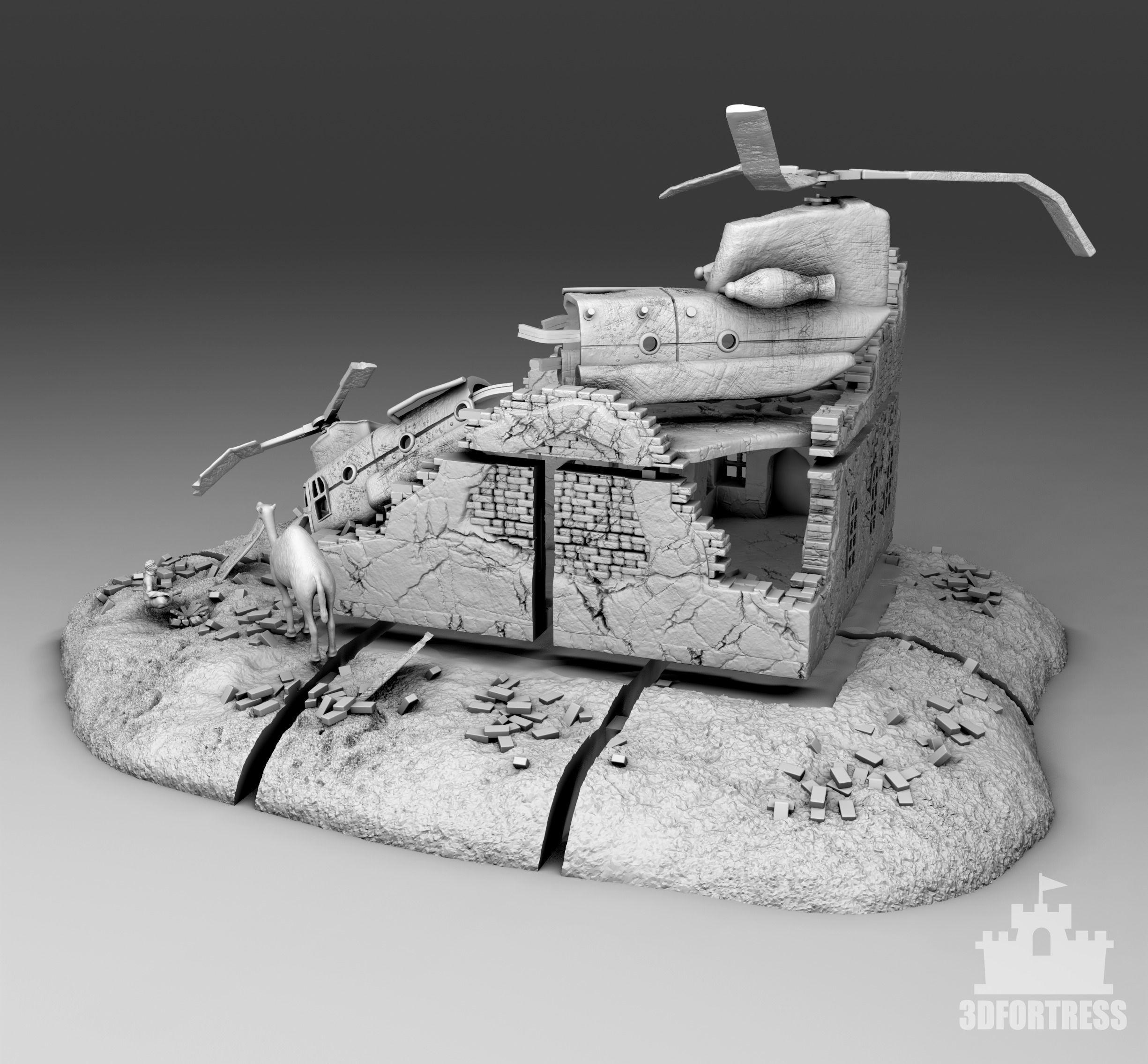 Destroyed helicopter 3D print model_2