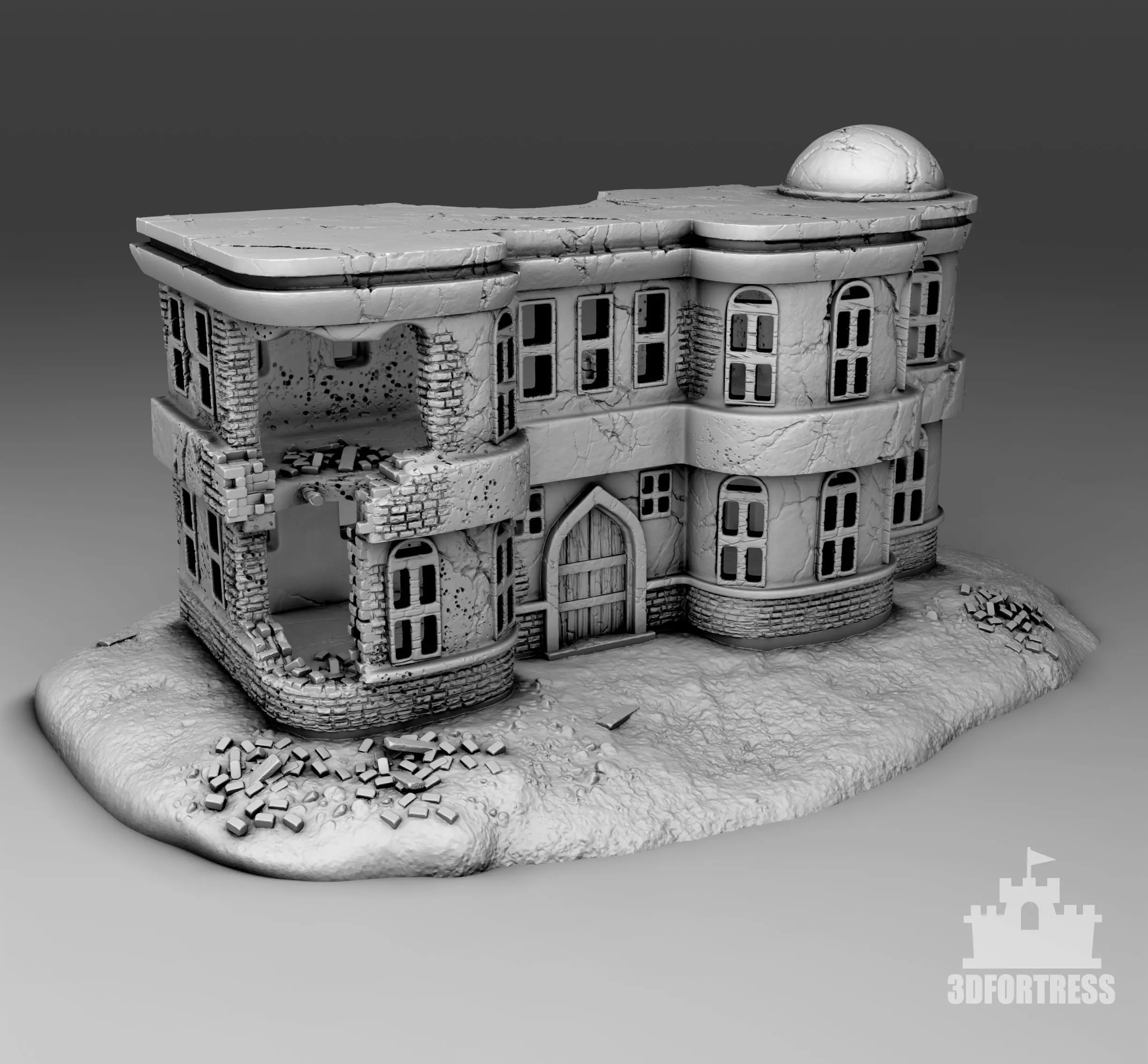Damaged building 3 3D print model
