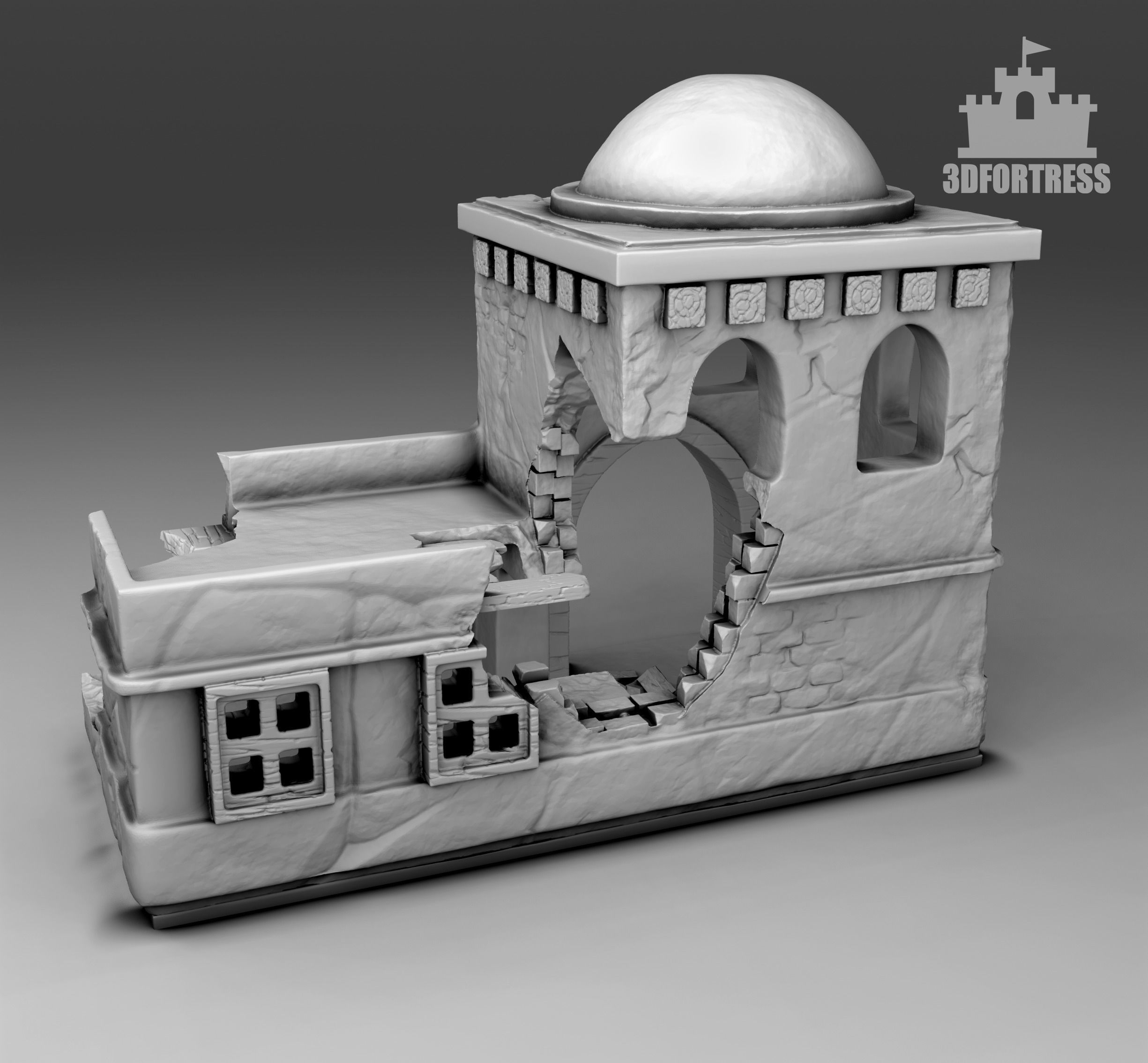 Damaged building 1 3D print model_1