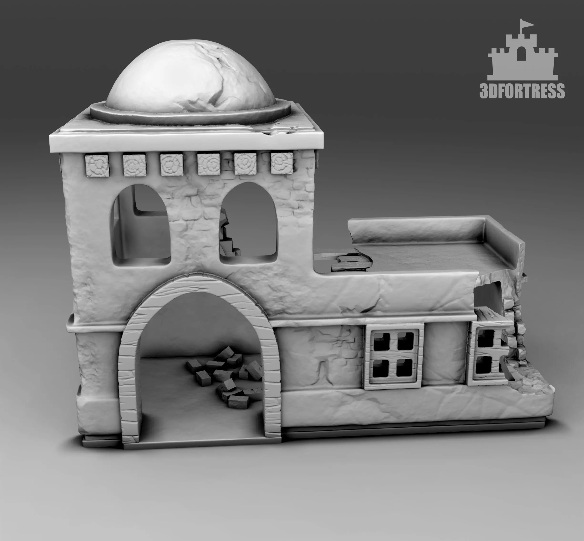 Damaged building 1 3D print model_0