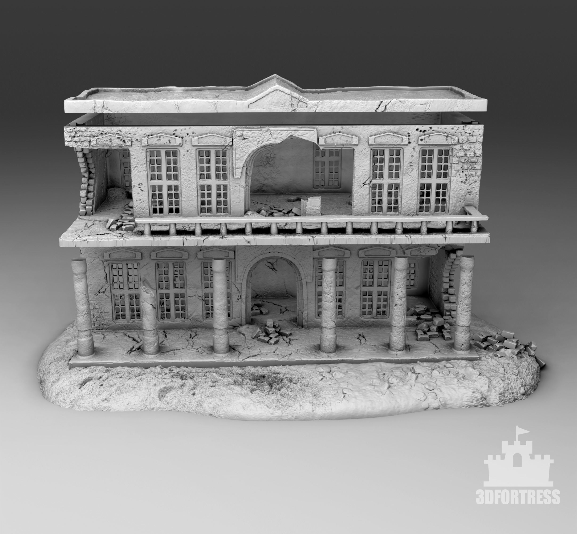 Administrative building 2 - destroyed 3D print model_2