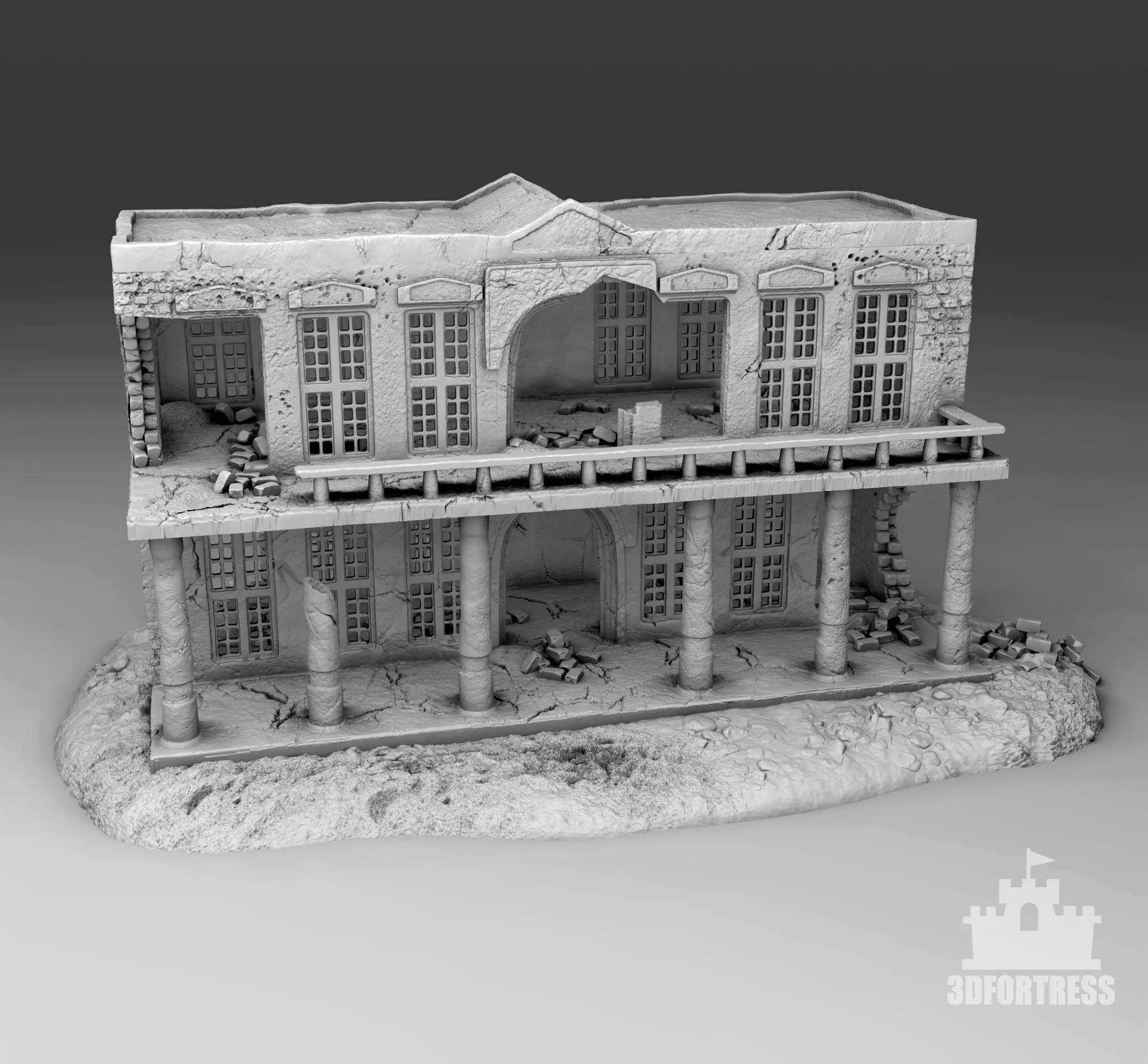 Administrative building 2 - destroyed 3D print model_0