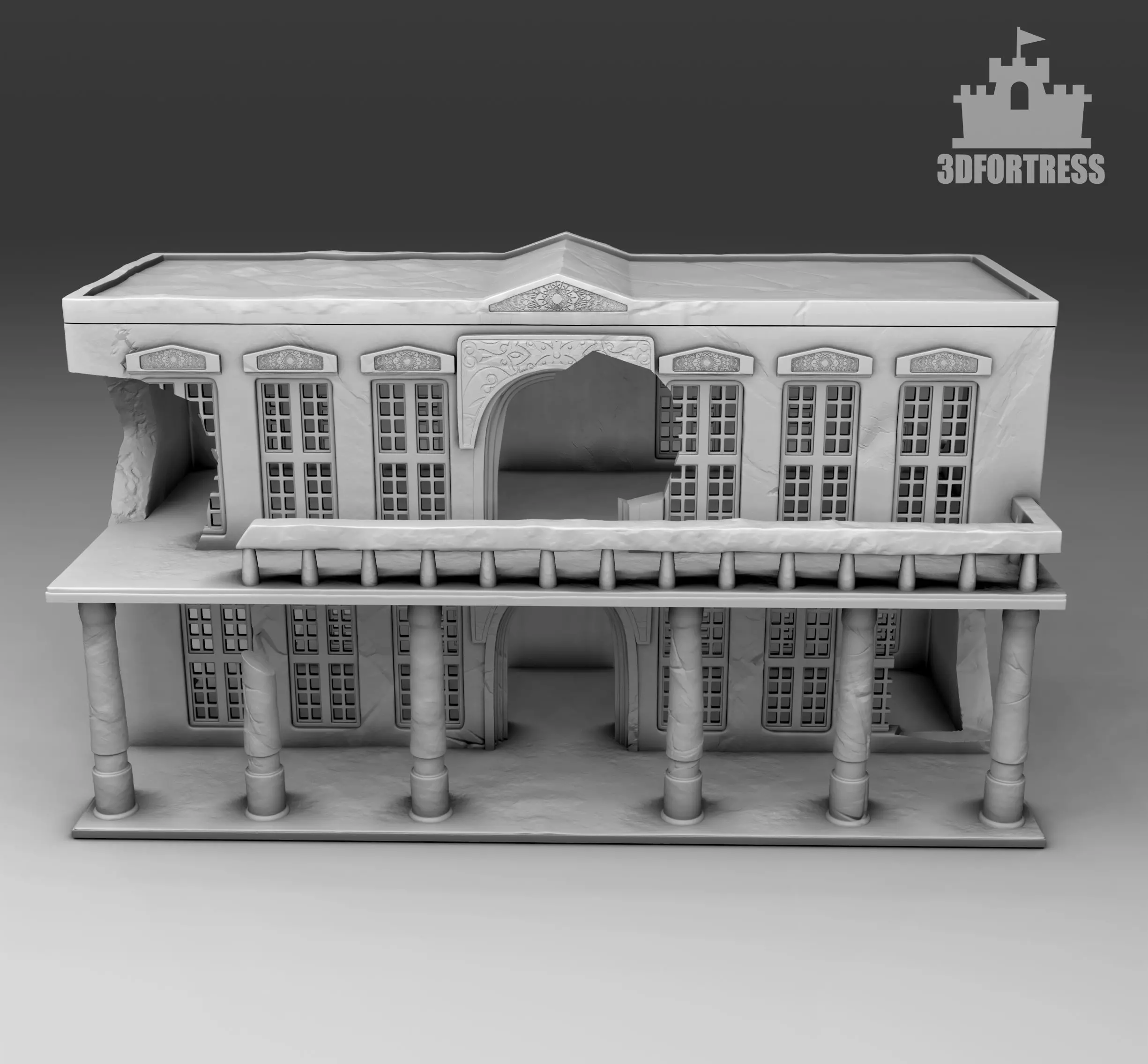 Administrative building 3D print model_0