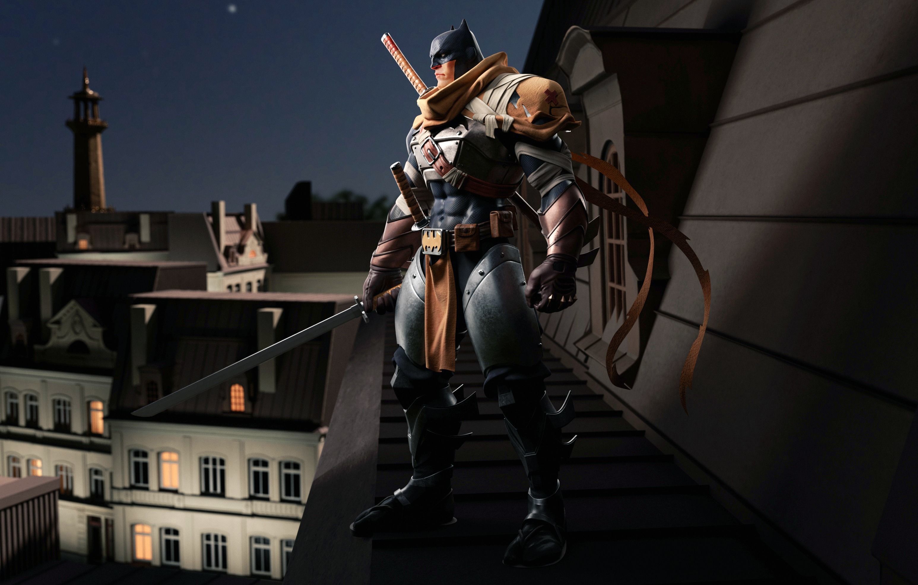 Batman Samurai Low-poly 3D model_3