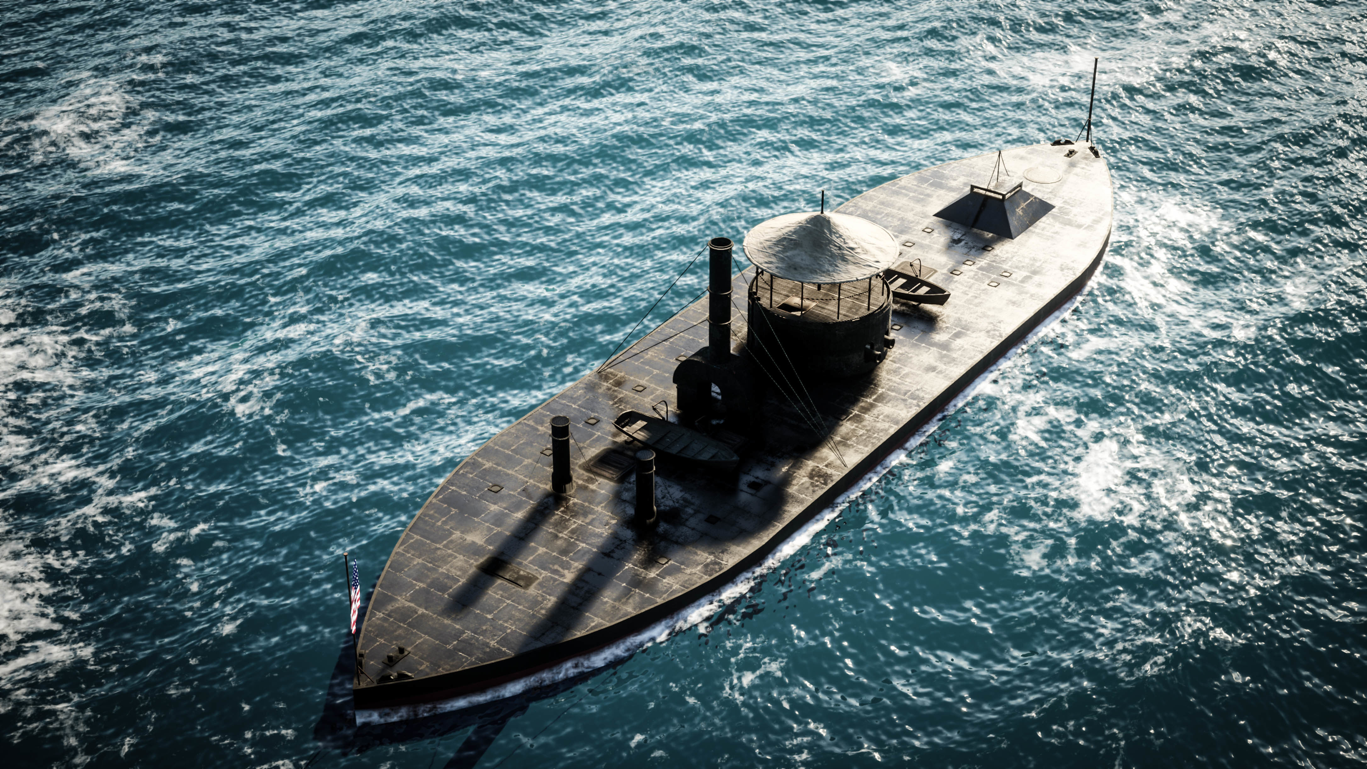 USS Monitor - Turreted Ironclad Warship 3D model_2