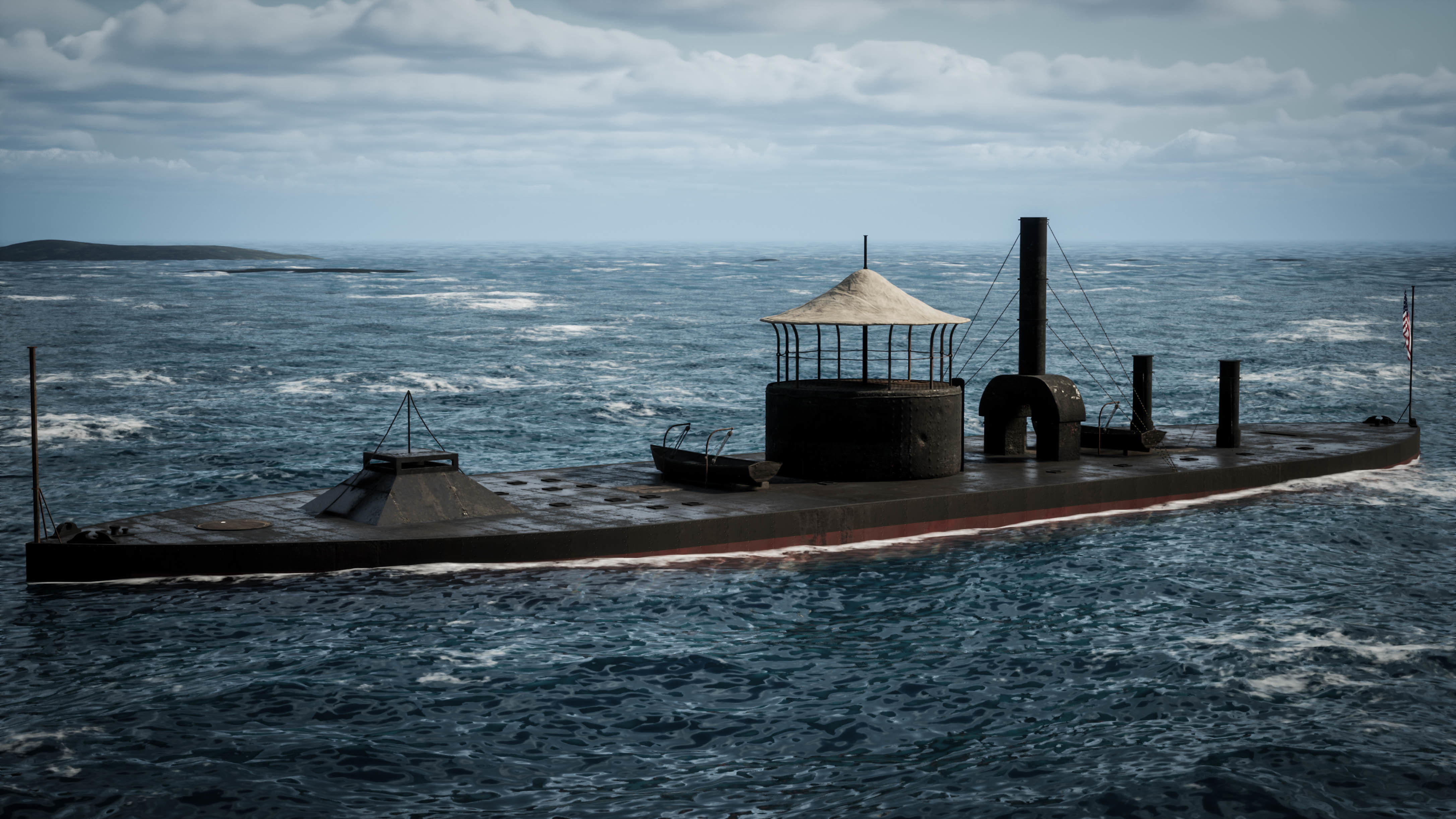 USS Monitor - Turreted Ironclad Warship 3D model_10