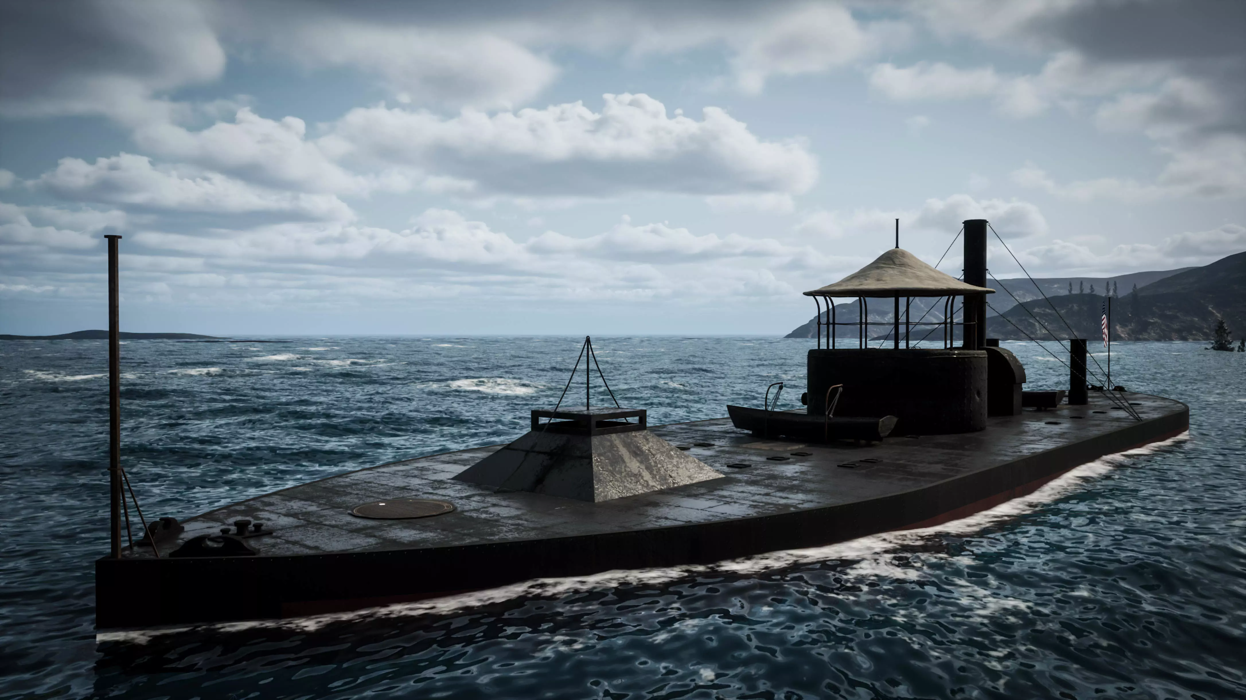 USS Monitor - Turreted Ironclad Warship 3D model_0