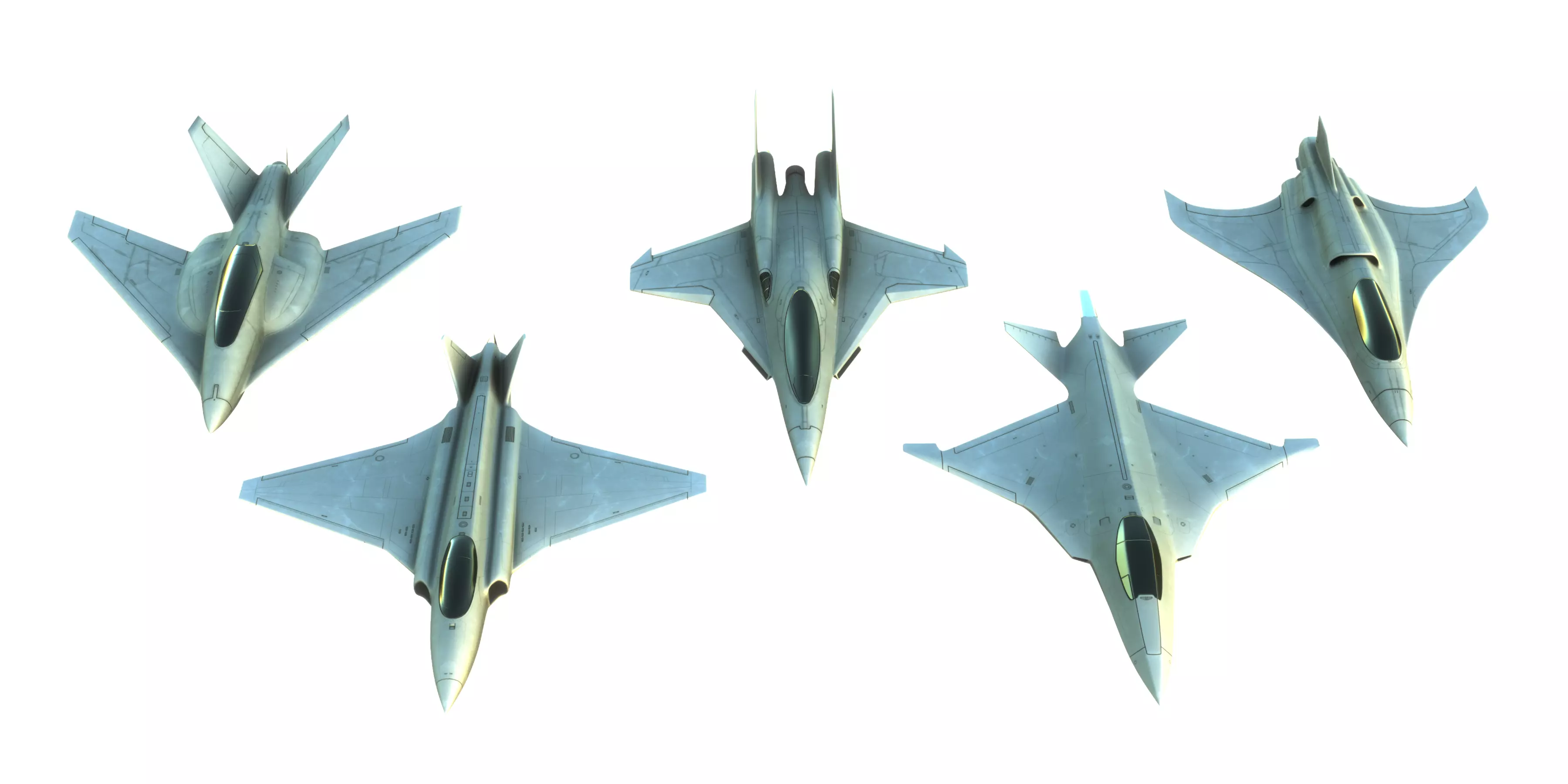 Sci-Fi Jet Ships Collection Low-poly 3D model