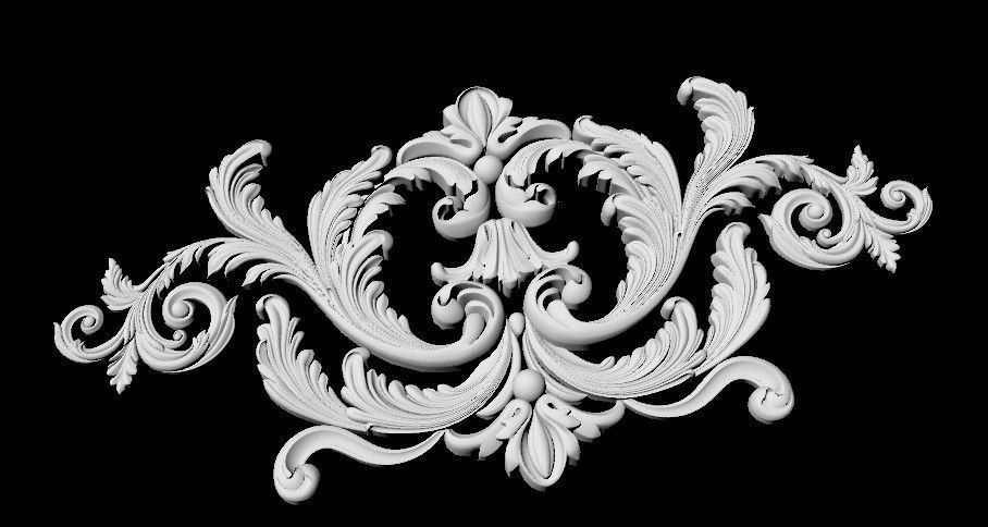 Central decor ornament for furniture 3D model_2