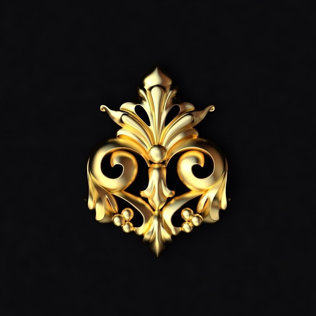 Central decor ornament for furniture 3D model_1