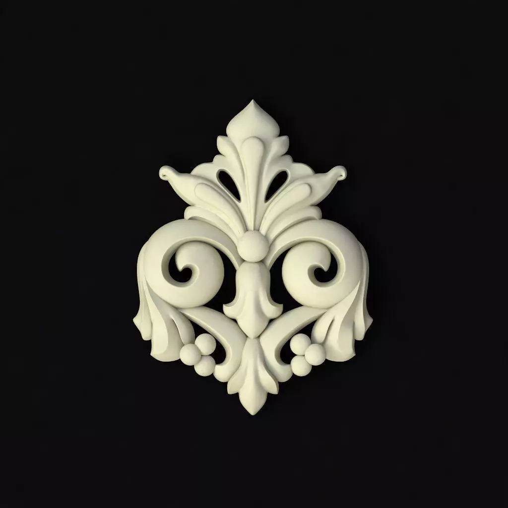 Central decor ornament for furniture 3D model_0