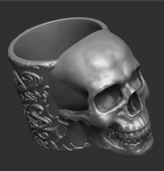GOTHIC SKULL PEN HOLDER 3D print model_4