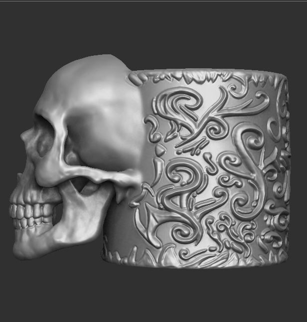 GOTHIC SKULL PEN HOLDER 3D print model_2
